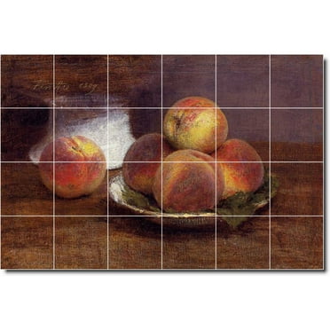 Ceramic Tile Mural-Henri Fantin-Latour Fruit Vegetables Wall Tile Mural 28. 25.5" w x 17" h using (24) 4.25 x 4.25 ceramic tiles