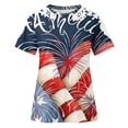 thumbnail image 5 of Camisas de Manga Corta para las Mujeres Impresión Cuello Redondo Suéter Encaje Camisa, Blusa de Verano Casual para las Mujeres, 5 of 5