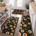 thumbnail image 2 of Black Green Leaf Sunflower Pattern Kitchen Rugs Sets Of 3,Kitchen Runner Rugs Non Skid Washable,Decorative Kitchen Floor Mats for Kitchen,Sink,Laundry,17"x30"+ 17"x47" + 17"x59", 2 of 6