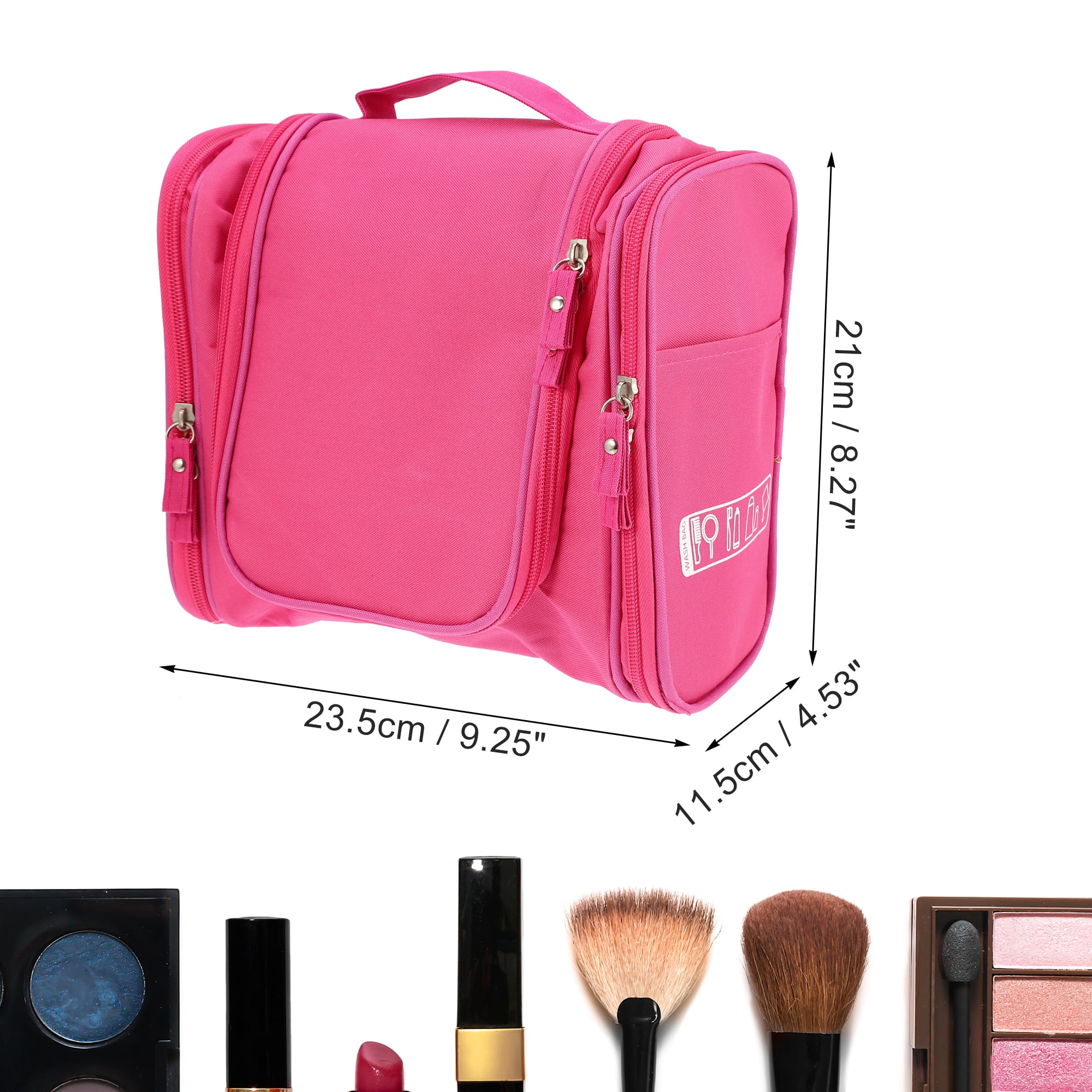 Unique Bargains Floral Makeup Bag Zipper Flower Cosmetic Pouch Rose Red