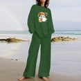 thumbnail image 2 of QIUOMBBP 2 Piece Lounge Set Women Plus Size Long Sleeve Pullover Tops and Loose Wide Leg Trousers Halloween Ghost Print Pajama Sets, Army Green, S, 2 of 5