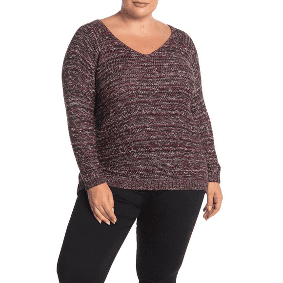 SUSINA women's V-Back Marled Knit Sweater MADE IN USA PLUS SIZE 3X