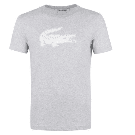 Men's Lacoste Silver Chine-White-Cotton SPORT T Shirt-2XLB