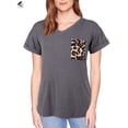 thumbnail image 3 of PULLIMORE Womens Leopard Print Pocket Casual Tops V Neck Short Sleeve T-Shirt Summer Loose Blouse (2XL, Gray), 3 of 10