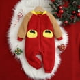 thumbnail image 2 of REDARER Baby Christmas Reversible Romper - Fleece Hooded Jumpsuit with Animal Print for Boys Girls, Winter Playwear,Size:0-3 Months, 2 of 7