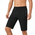 thumbnail image 4 of Besolor Mens Athletic Shorts Knee Length Lightweight Quick Dry Running Workout Drawstring Elastic Waist Shorts with Zipper Pockets(X-Small,Black), 4 of 6
