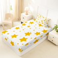 thumbnail image 2 of Manfei Cute Stars Twin Fitted Sheet,Kawaii Cartoon Polka Dot Bedding,White Yellow,2pcs, 2 of 6