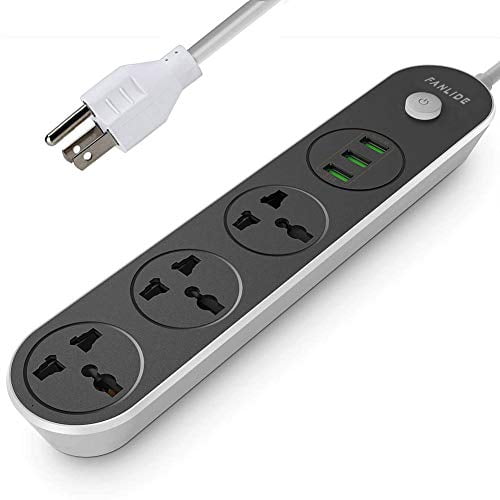 5V 3.1A 6ft Power Cord for Cruise Ship,Dorm Room Multi Plug Extender Child Safe Door Charging Station 2500W Circuit Breaker Fanlide Power Strip with USB Ports 3 Outlets 3 Quick USB 