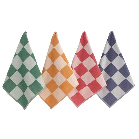 Sea Me At Home Juego De 4 Paños De Cocina De Jacquard Francés, 100% Algodón, A Cuadros, Suaves, Absorbentes Y Duraderos (Cuadros Vintage)