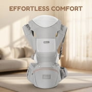 Doulami 6-in-1 Baby Carrier with Hip Seat, Newborn to Toddler (7-45 lbs), Breathable Mesh, Adjustable Shoulder and Waist Straps, Gray
