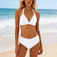 thumbnail image 2 of WEIGFI Women'S Bikini Sets 2 Piece Swimsuit Push Up Top And High Waist Bottom Halter Neck Cheeky Swimwear Solid Color Elegant Triangle Summer Pool Trendy Vacation Beachwear,White,M, 2 of 5