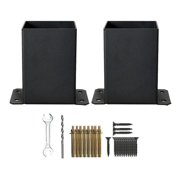 Juego de soportes para postes, accesorios de soporte de metal, tamaño interior resistente de 3,8 x 3,7 pulgadas, con tornillos para buzón de cerca, versátil 2 piezas