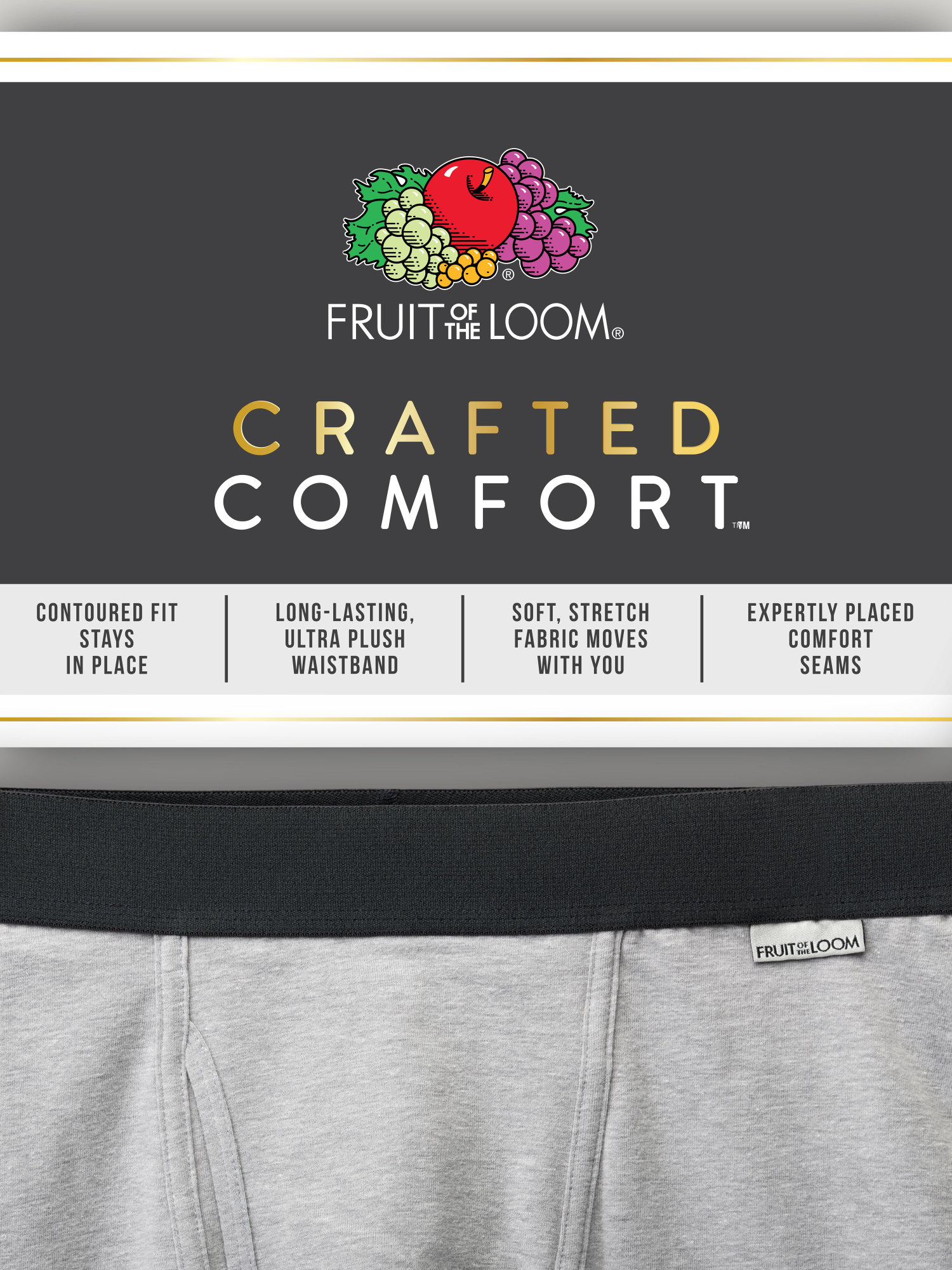 Fruit of the Loom Men's Crafted Comfort Boxer Briefs, 3-Pack