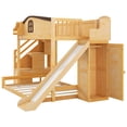 thumbnail image 5 of Harper & Bright Designs Twin over Full Bunk Bed with Slide and Wardrobe, Space Saving Wood Bunk Bed Frame with Storage Staircase & Open Shelf, Natural, 5 of 12