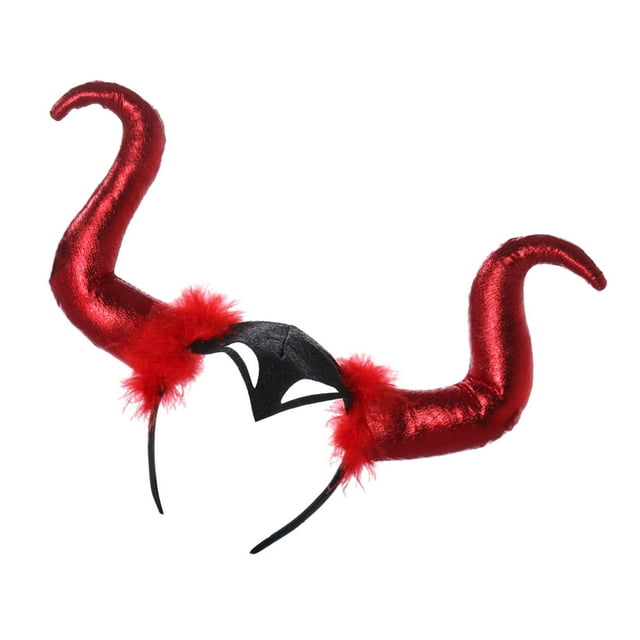 Diadema con cuernos jinwen divertida banda para el pelo de Halloween Carnaval Rojo