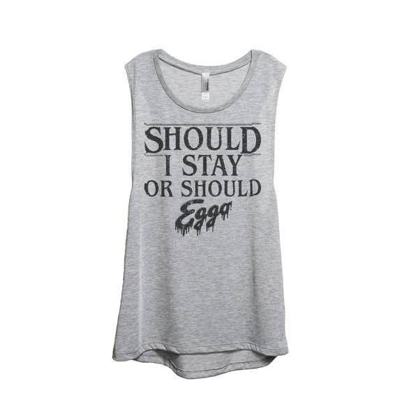 Thread Tank Should I Stay Or Should I Eggo Women's Sleeveless Muscle Tank Top Sport Grey Small