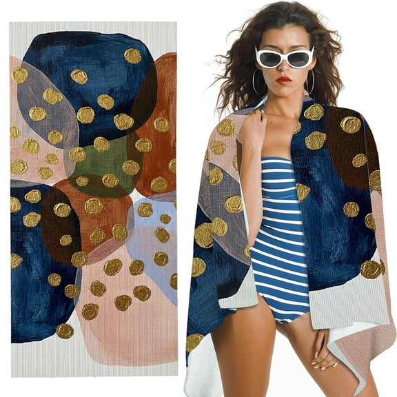 RKSupls Aesthetic Navy Blue Burnt Oversized Microfiber Beach Towel - Ultra-Soft Microfiber, for Bathroom, beach, Soft Super Absorbent- 30x60 in
