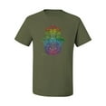thumbnail image 2 of Wild Bobby, Colorful Rainbow Hamsa Symbol Spiritual Yoga, Pop Culture, Men Graphic Tees, Military Green, 2XL, 2 of 3