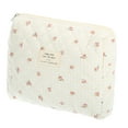 thumbnail image 1 of 1 Pc Bolsa de Maquillaje Mediana Acolchada para Mujeres, Duradera, para Vacaciones, Viajes, Gimnasio, Color Beige y Rojo, Algodón, 1 of 3