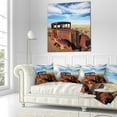 thumbnail image 3 of Designart Vintage Car under Bright Blue Sky - Abstract Throw Pillow - 18x18, 3 of 5
