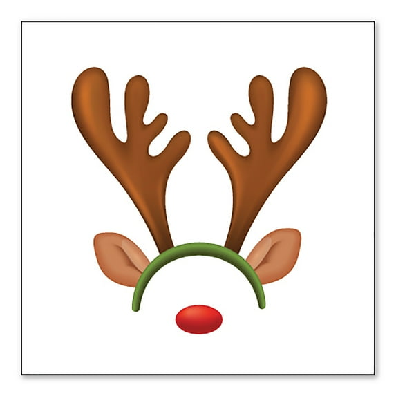 DistinctInk Custom Bumper Sticker - 8" x 8" Decorative Decal - White Background - Reindeer Face Christmas