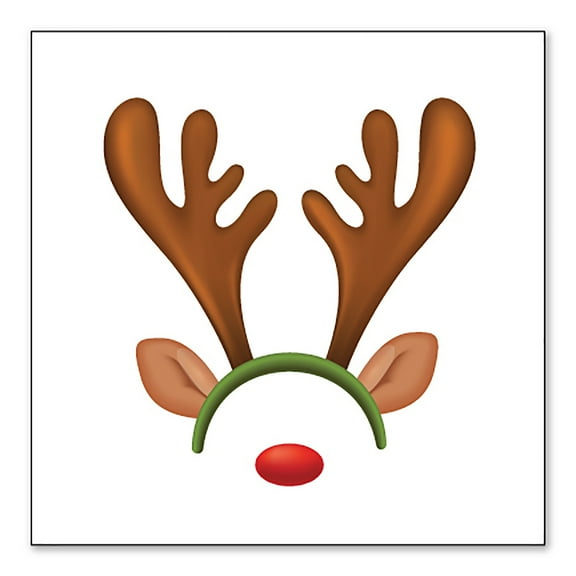 DistinctInk Custom Bumper Sticker - 4" x 4" Decorative Decal - White Background - Reindeer Face Christmas