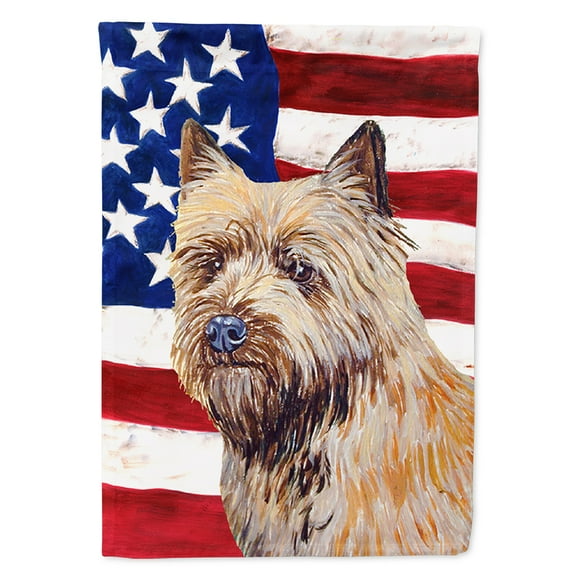 Carolines Treasures LH9020GF 11 x 15 in. USA American Flag with Cairn Terrier Garden Size Flag