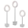 thumbnail image 1 of MY SWANKY HOME Luxe White Marble Ring Sculpture Set 3 Square Circle Silver Geometric MidCentury, 1 of 4