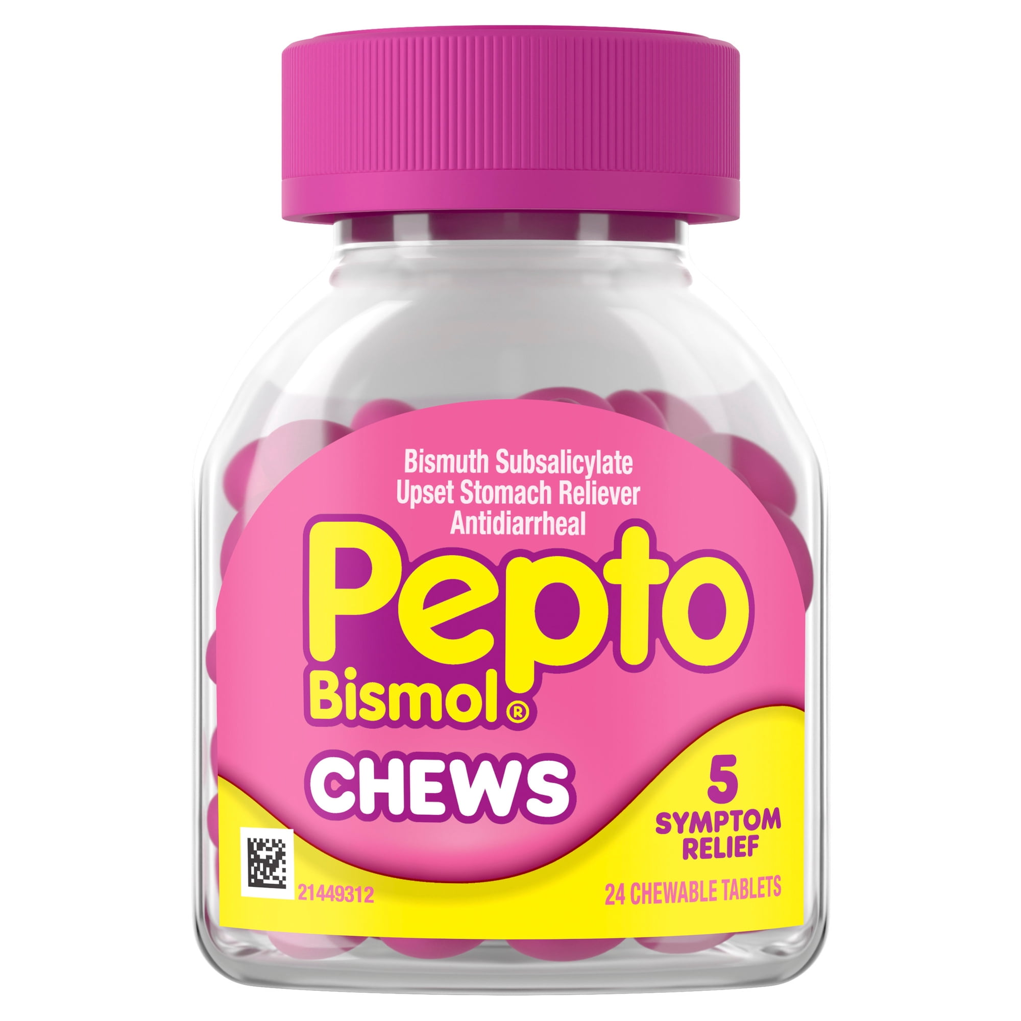 Pepto Bismol Mint Chews, Fast 5-Symptom Stomach Relief, 24 Chewable Tablets
