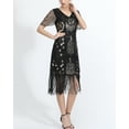 thumbnail image 3 of Vintage Short Sleeve V Front V Back Women'S Sequin Fringe Flapper Dress, 3 of 3