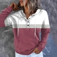 thumbnail image 2 of Xudanell Women's Sweatshirts Button Casual Stitching Hoodie Drawstring Sweatshirt Printed Long Sleeve Pocket Hot Pink M, 2 of 5
