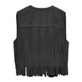 thumbnail image 3 of Suede Leather Jackets for Women 2025 Sleeveless Fringe Cropped Jacket Tassel Motorcycle Crop Coats, 3 of 5