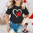 thumbnail image 2 of MIXUE Toddler Girls Tops & T-Shirts Canada Print Short Sleeve Crewneck Casual Fit Basic Tops Pullover T Shirts Activewear,Black,3-4 Years, 2 of 4