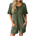 thumbnail image 2 of Pounoo Rompers for Women Short Sleeve Crisscross Back Textured Knit Rompers Retro Casual Style Lightweight Breathable Relaxed-Fit Rompers Gift, 2 of 7