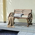 thumbnail image 1 of Gymax Patio Wagon Wheel Bench Outdoor Garden Wooden Rustic Bench w/ Slatted Design, 1 of 10