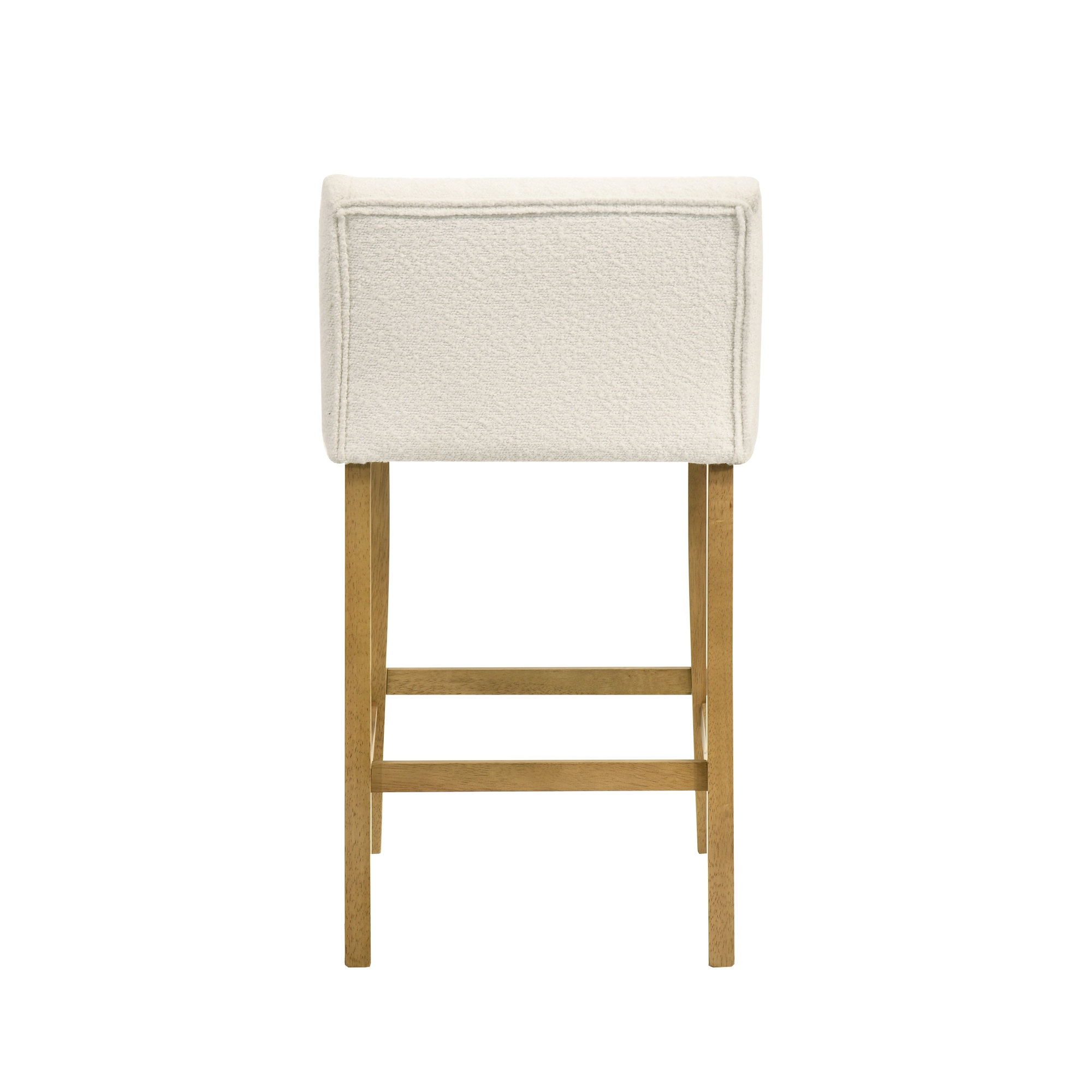 Fauna Modern Transitional Wood Counter Height Kitchen Bar Stool in Amber Glow Finish with White Boucle Fabric Upholstered Seat