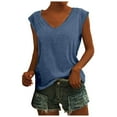 thumbnail image 2 of Womens Cap Sleeve Crop Tops Cotton T Shirts Crewneck Loose Fit Short Sleeves Tee Summer Fashion Clothes 2026 Blue XL, 2 of 5