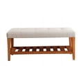 thumbnail image 2 of Xukmct Padded Seat Bench with Bottom Shelf, Upholstered Fabric Bench for Living Room, Bedroom, Light Gray, 2 of 8