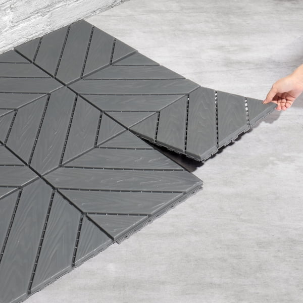 27-Piece Dark Grey Plastic Interlocking Deck Tiles - 11.8"x11.8" Waterproof Flooring for Indoor/Outdoor, Patio, Poolside, Balcony & Backyard