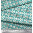 thumbnail image 2 of Soimoi Green polyester Crepe Fabric Floral Damask Print Fabric by the Yard 42 Inch Wide, 2 of 3