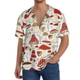 thumbnail image 3 of Xecao offers the Cartoon Mushrooms for Men's Casual Short-sleeved Shirt, a button-up collared shirt with a pocket, perfect for beach vacations and yacht travel in the Small size., 3 of 7