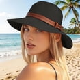 thumbnail image 7 of SAWOBUUN Women Wide Brim Sun Straw Hat with Leather Belt Foldable UV Protection Cap for Beach Travel Summer Outings, 7 of 7