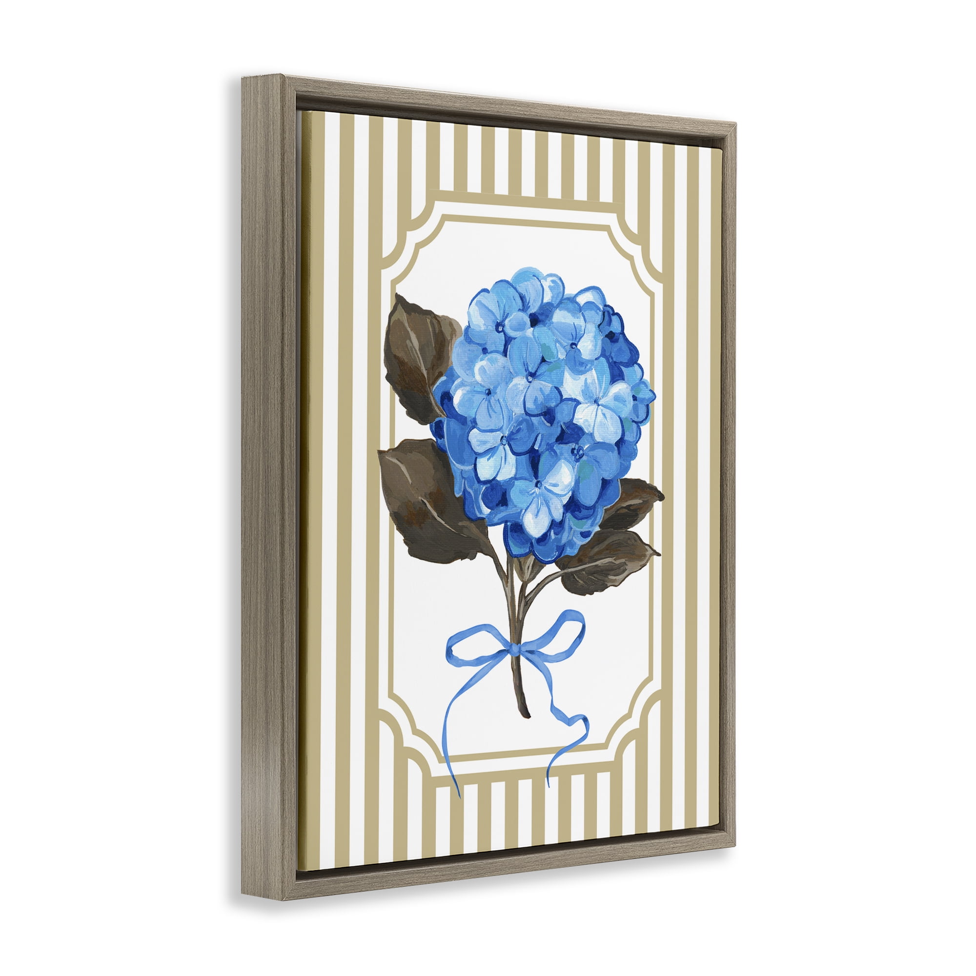 Hydrangea Bundle with Bow Brown Framed Floater Canvas Wall Art, design by Adonna Ebrahimi