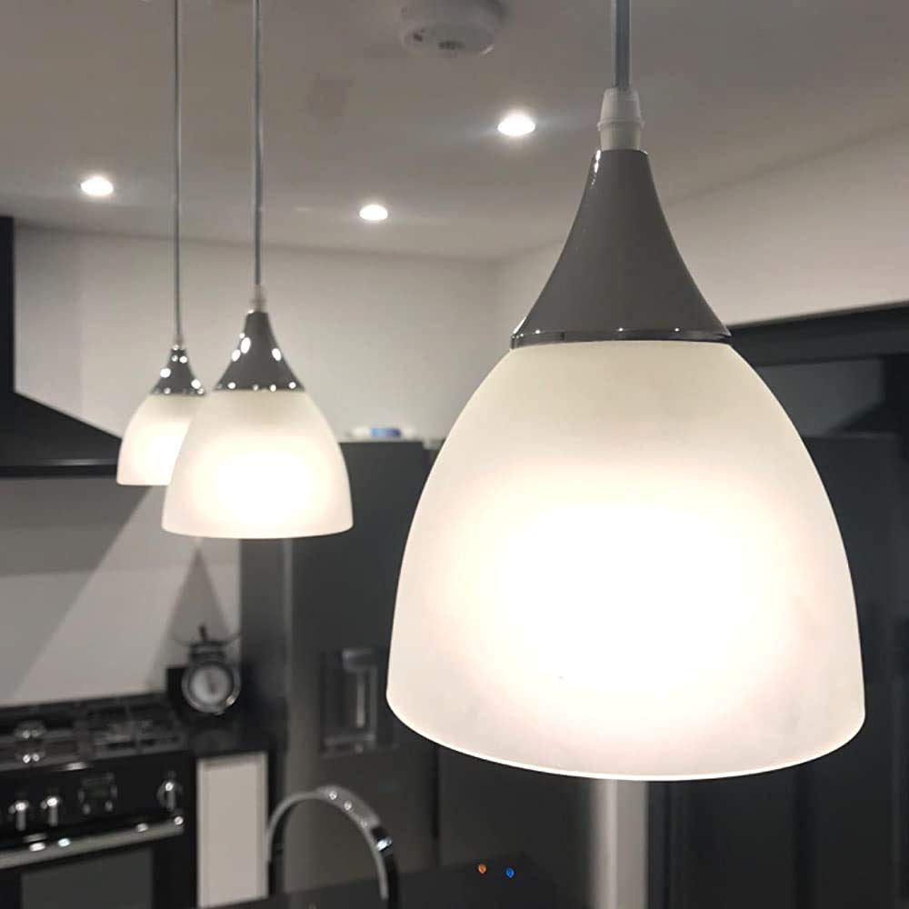 Kiven H-Type Track Light, Dimmable Track Mount Pendant Lighting Fixtures W/  Frosted White Finish Glass Shade,White Pack