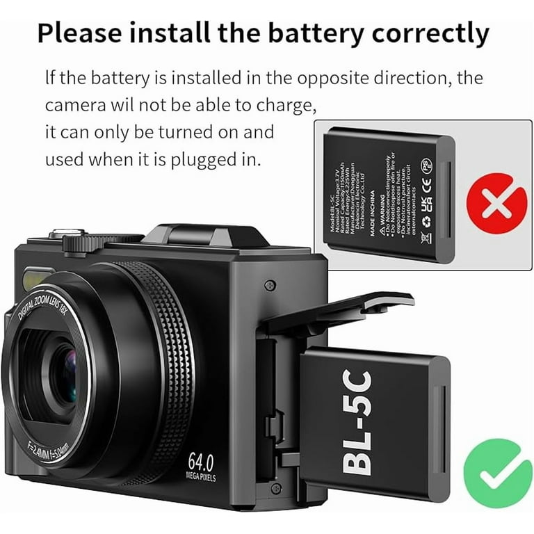 4K Digital Camera for Photography, 64MP Vlogging Camera for