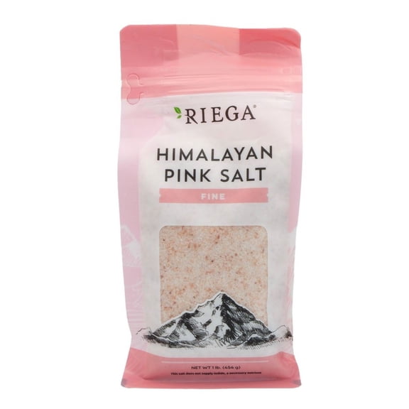 RIEGA Himalayan Pink Salt - Fine, 1 lb. (453 g) - Pure, Iodine-Free, No Additives