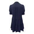 thumbnail image 3 of Fmbrln Summer Ruffle Flowy Mini Dress V Neck Short Sleeve T-shirts Dress Fashio Casual Loose Solid Color Sun Dress, 3 of 7