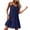 Navy, variant on Nfurl Women Dresses for Summer Trendy Pleated Spaghetti Strap Dresses Knee Length Cotton Linen Sundresses Boho Vacation Beach Dress Black,S