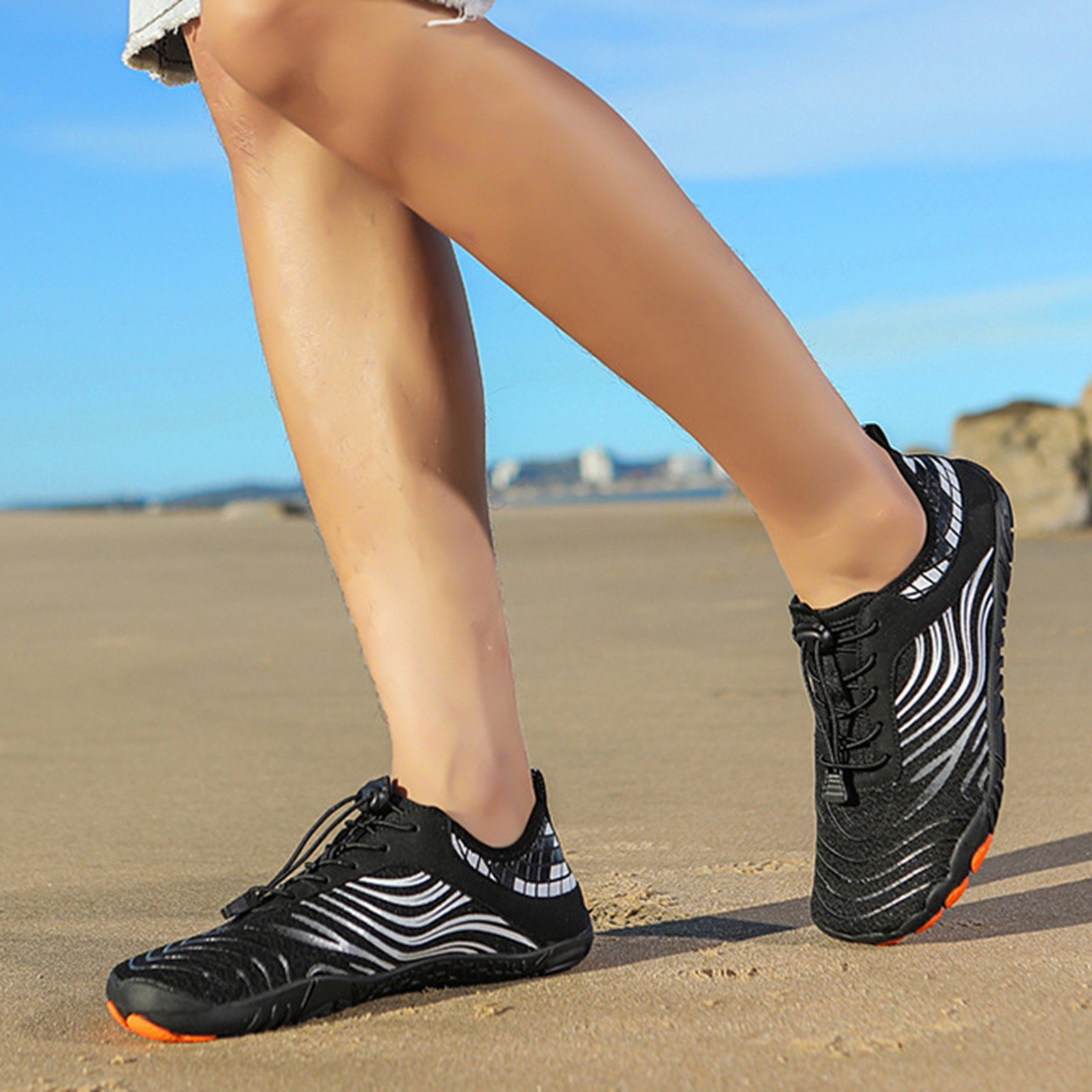 Win s Way Women's Barefoot Water Shoes, Minimalist Toe Sock Mesh Sneakers for Hiking & Fitness