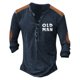 thumbnail image 1 of Men'S Printed T-Shirt Outdoor Retro Button Loose Long Sleeve TopM, 1 of 3
